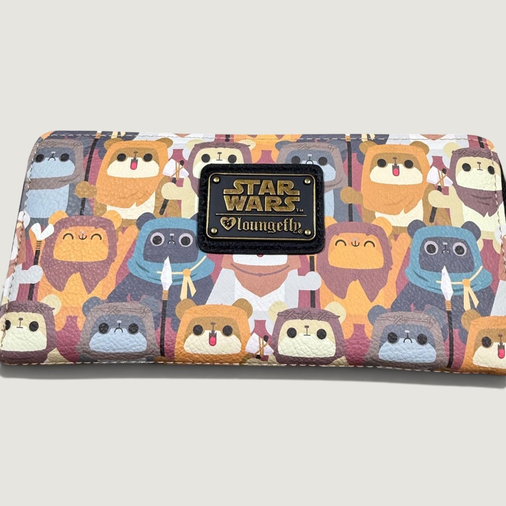 Loungefly Star Wars Wallet Tan Ewok Wicket Zip Around Endor Kawaii Disney NEW